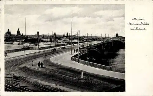 Ak Mainz am Rhein, Schwarzwälder Straßenbrücke,  Flussansicht,  Architektur