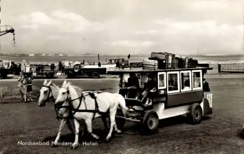 Ak Nordseebad Norderney Ostfriesland, Hafen, Kutsche