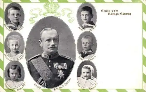 Ak König Friedrich August III. von Sachsen und seine Kinder, Kronprinz Georg, Prinz Christian