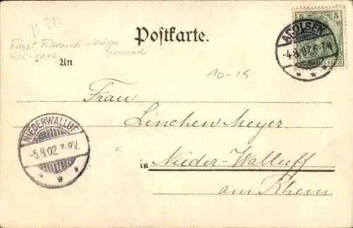 Ak Fürst Friedrich zu Waldeck-Pyrmont, Bathildis zu Schaumburg-Lippe