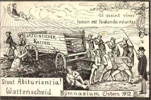 Studentika Ak Wattenscheid Bochum Ruhrgebiet, Abiturientia, Gymnasium Ostern 1912