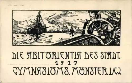 Studentika Ak Münster in Westfalen, Abiturientia des Gymnasium 1917