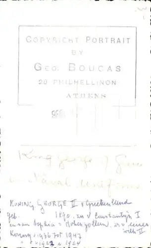 Foto Ak Georg II. König von Griechenland, Portrait