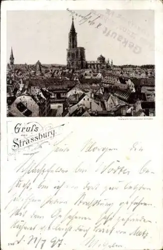 Litho Strasbourg Straßburg Elsass Bas Rhin, Gesamtansicht