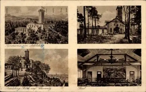 Ak Adelsberg Chemnitz in Sachsen, Panorama von  Blick auf Chemnity, Saal, Wintersporplatz