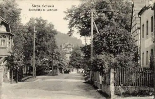 Ak Gohrisch Sächsische Schweiz, Dorfstraße, Landschaft, Bäume, Häuser