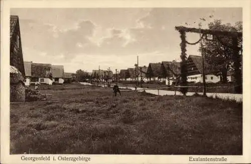 Ak Zinnwald Georgenfeld Altenberg im Erzgebirge, Exulantenstraße, 200 Jahrfeier d. Exulantengemeinde