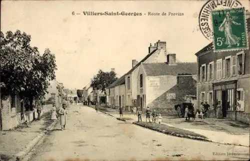 Ak Villiers Saint Georges Seine et Marne, Route de Provins