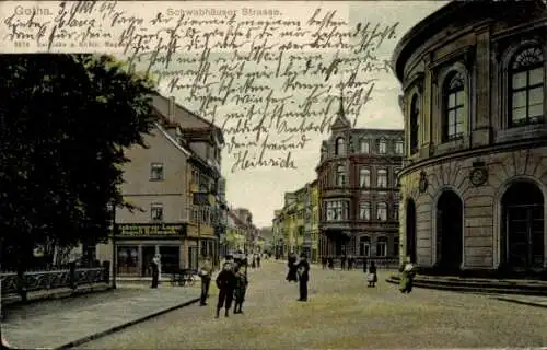 Ak Gotha in Thüringen, Ansicht von Schwabhäuser Strasse, Stadtansicht, Menschen auf der Straße