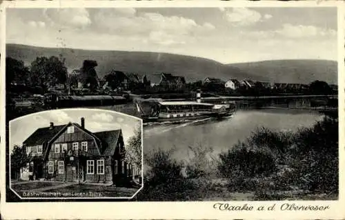 Ak Vaake Reinhardshagen Hessen, Schiff, Haus Gastwirtschaft von Lorenz Tishy, Landschaftsaufnahme