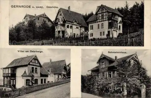 Ak Gernrode Quedlinburg im Harz, Drei Gebäude in  Villen, Schwesternhaus,  Architektur