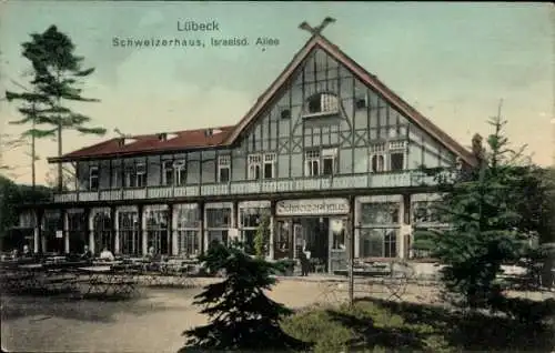 Ak Israelsdorf Sankt Gertrud Hansestadt Lübeck, Schweizerhaus, Israelsd. Allee, Terrasse, Gasträu