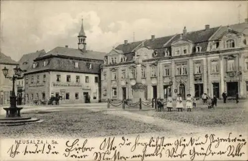Ak Neusalza Spremberg in Sachsen, Marktplatz, Hotel zum Ratskeller