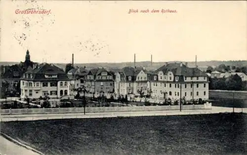 Ak Großröhrsdorf in der Oberlausitz Sachsen, Blick nach dem Rathaus