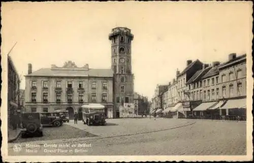 Ak Menin Westflandern, vue de la Grand&#39; Place et du Beffroi, Bus