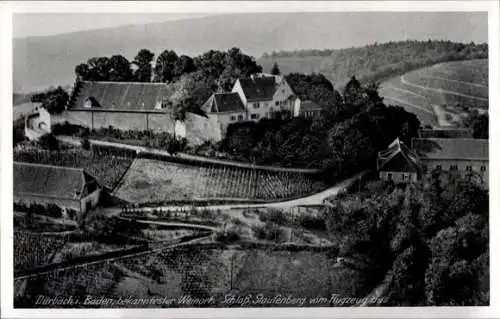 Ak Durbach in Baden, Schloss Staufenberg, Flugzeugaufnahme