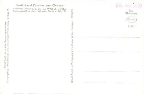 Ak Höfen an der Enz Schwarzwald, Luftaufnahme