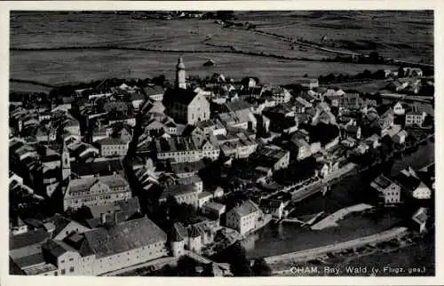 Ak Cham in der Oberpfalz, Luftaufnahme
