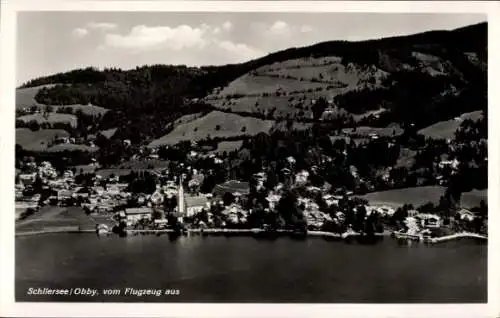 Ak Schliersee Oberbayern, Fliegeraufnahme von Ort und Umgebung