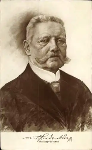 Ak Generalfeldmarschall Paul von Hindenburg, Reichspräsident, Portrait
