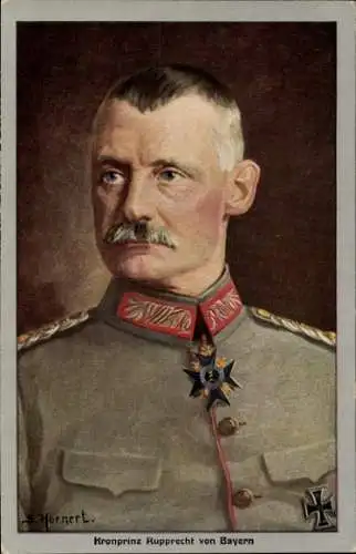 Künstler Ak Hornert, G., Kronprinz Rupprecht von Bayern, Portrait in Uniform, Orden