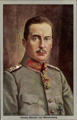 Künstler Ak Hornert, G., Herzog Albrecht von Württemberg, Portrait in Uniform, Eisernes Kreuz