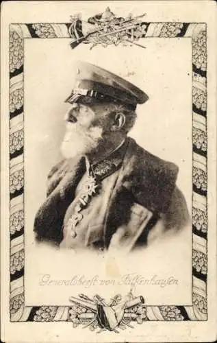 Passepartout Ak Generaloberst von Falkenhausen, Portrait in Uniform, Orden