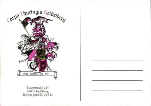 Studentika Ak Heidelberg, Corps Thuringia, Wappen, Hauptstraße 244