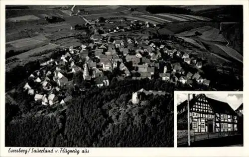 Ak Eversberg Meschede im Sauerland, Fliegeraufnahme, Gasthof