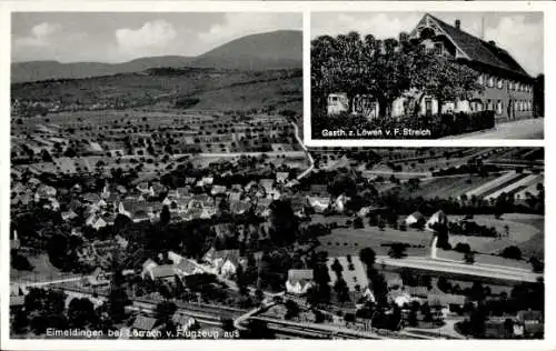 Ak Eimeldingen in Baden Württemberg, Gasthaus zum Löwen, F. Streich, Totalansicht, Fliegeraufnahme