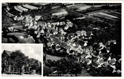 Ak Bretzfeld in Württemberg, Fliegeraufnahme, Gasthof zur Eisenbahn