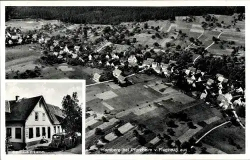 Ak Hamberg Neuhausen im Enzkreis Baden Württemberg, Fliegeraufnahme, Gasthaus zum Lamm