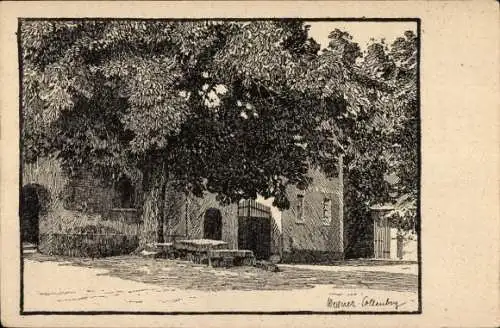 Künstler Ak Wessner-Collenbey, Göhlitzsch Leuna an der Saale, Bauernsteine