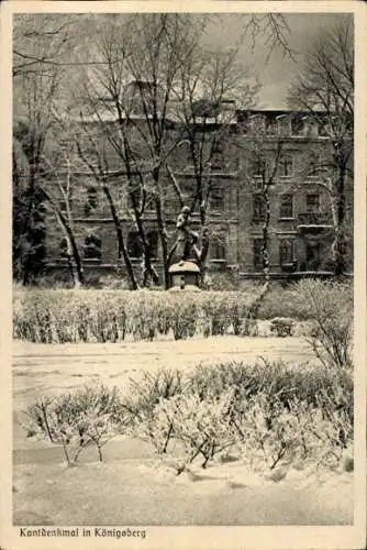 Ak Kaliningrad Königsberg Ostpreußen, Kantdenkmal im Winter
