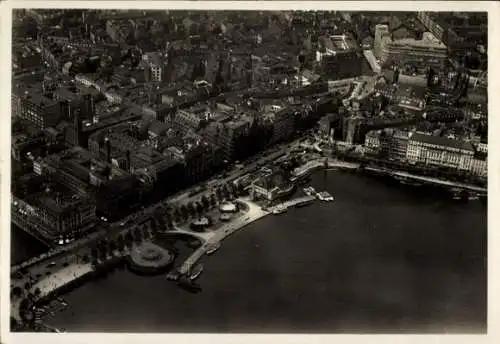 Ak Hamburg Mitte Altstadt, Stadtzentrum, Binnenalster, Jungfernstieg, Fliegeraufnahme