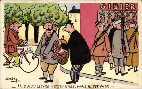 Künstler Ak Chen, Il y a du lievre cette annee, mais il est Cher, Humor