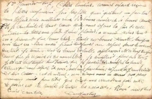 Ak Fröhliches Neujahr, französischer Soldat mit einer Frau, Fahne