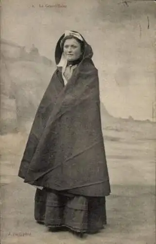 Ak Granvillaise, Frau in Tracht