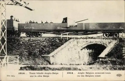 CPA Train blindé Anglo-Belge sur la côte Belge, 1914, I WK