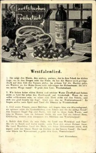 Lied Ak Westfälisches Frühstück, Westfalenlied