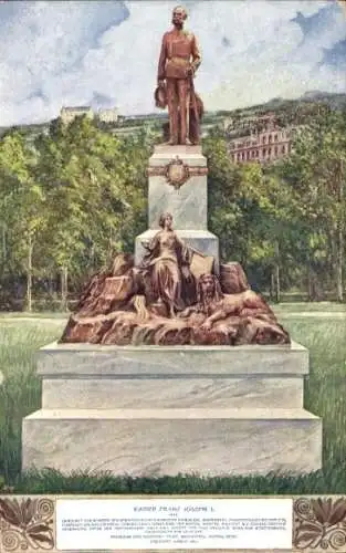 Ak Bad Ischl in Oberösterreich, Kaiser Franz Joseph I., Denkmal in Ischl