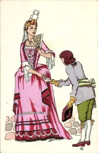 Künstler Ak Regne de Louis XIV, Hofdame