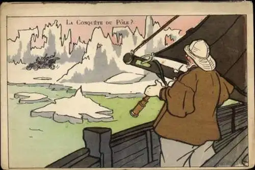 Ak Polar-Expedition, Seemann, Schiff, Forschung, Automobil