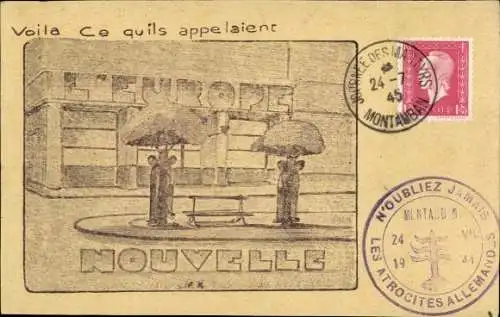 Ak Montauban Tarn et Garonne, Vorderseite einer Postkarte mit einer schwarz-weißen Zeichnung e...