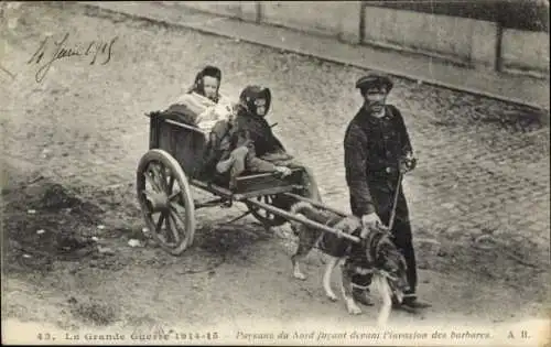 CPA Grande Guerre 1914-1915, Paysans du Nord, Invasion des barbares
