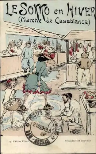 CPA Le Sokko en Hiver, Marche de Casablanca