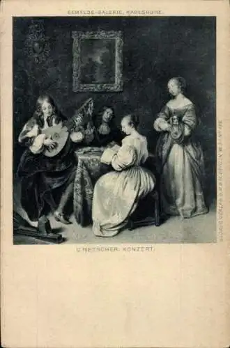 Ak Karlsruhe in Baden, C. Netscher: Konzert. Gemälde-Galerie, Karlsruhe.