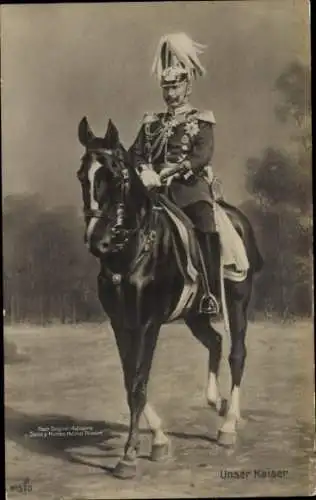 Ak Potsdam, Porträt von Kaiser Wilhelm II. zu Pferde