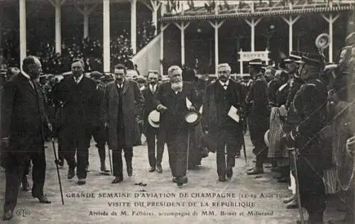 Ak Reims Marne, M. Fallières, Briant, Millerand