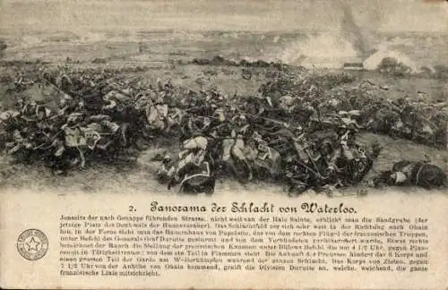 Ak Waterloo Wallonisch Brabant, Sanorama der Schlacht von Waterloo. Schlachtfeld von Waterloo ...